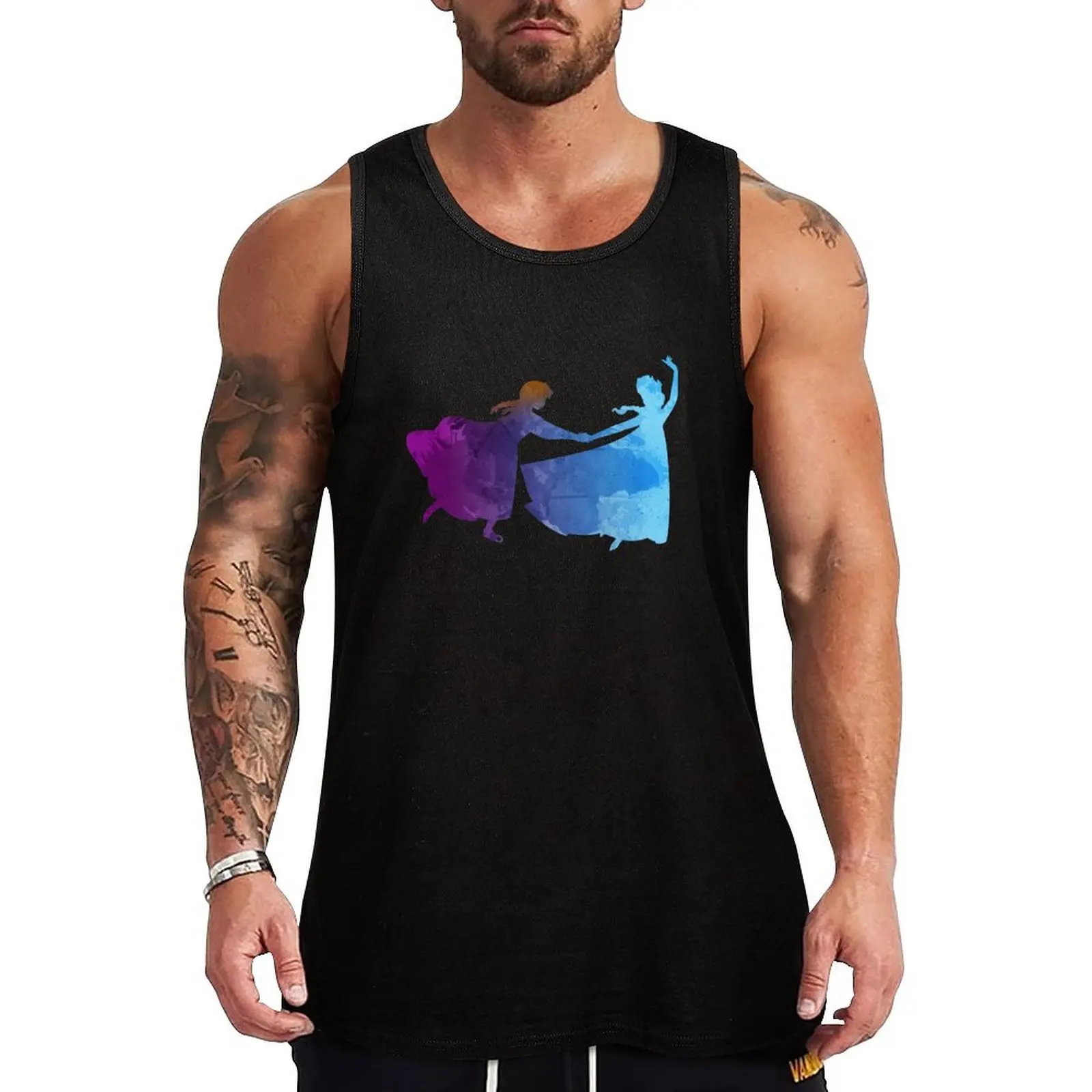 

Sisters Inspired Silhouette Tank Top Summer Print Tank Top Beach Graphic Sleeveless Top