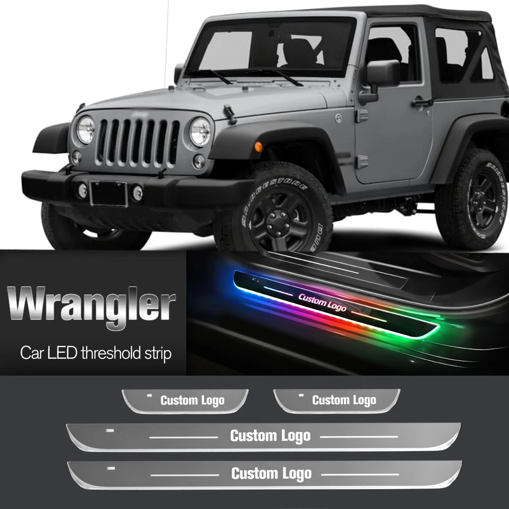 

Car Door Sill Light For Jeep Wrangler TJ JK JL 1996-2023 2007 2017 Customized Logo LED Welcome Threshold Pedal Lamp Accessories