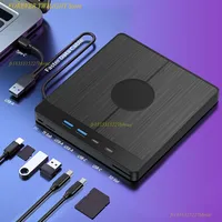 7 in 1 External CD/DVD Drive USB 3.0 DVD Player with 2 USB/Type-C Ports 1 TF/SD Card Slots CD/DVD Burner for Laptop