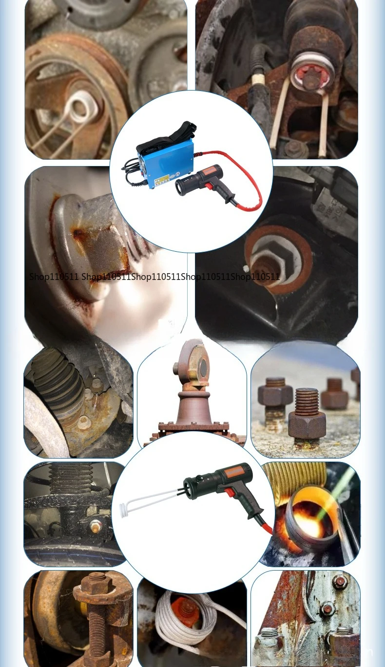 Small nut induction heater, split portable rusted bolt heater, with coil