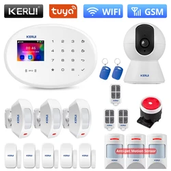 KERUI W202 Tuya WIFI GSM Alarm System Smart Home Security Alarm Kit RFID APP Remote Control with Anti-pet Motion Sensor Detector