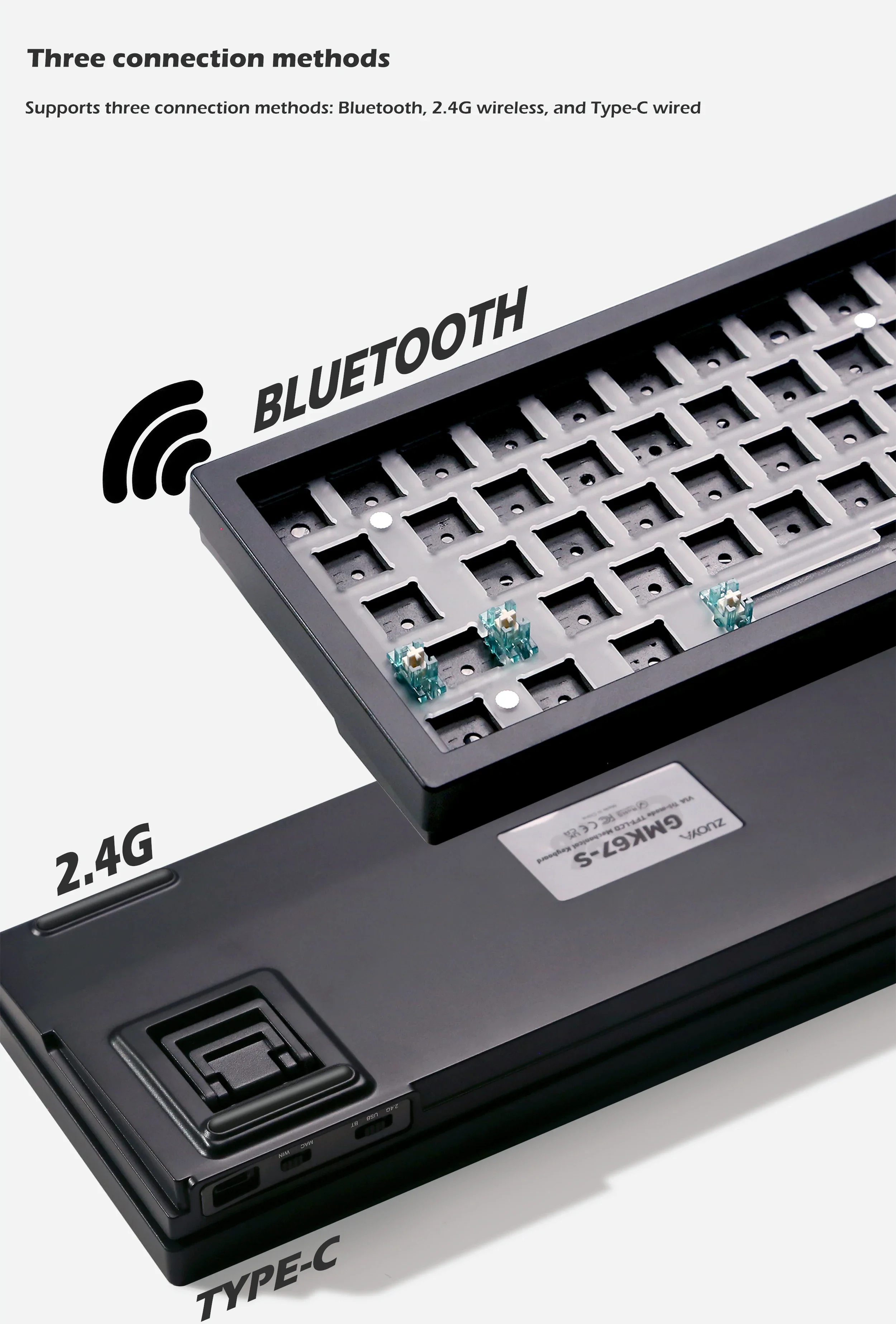 Imagem -03 - Gaming Kit de Teclado Mecânico Bluetooth sem Fio Tela de Exibição Junta Hotswap Gamers Rgb Suporte Via Hotswap Zuoya-gmk67-s