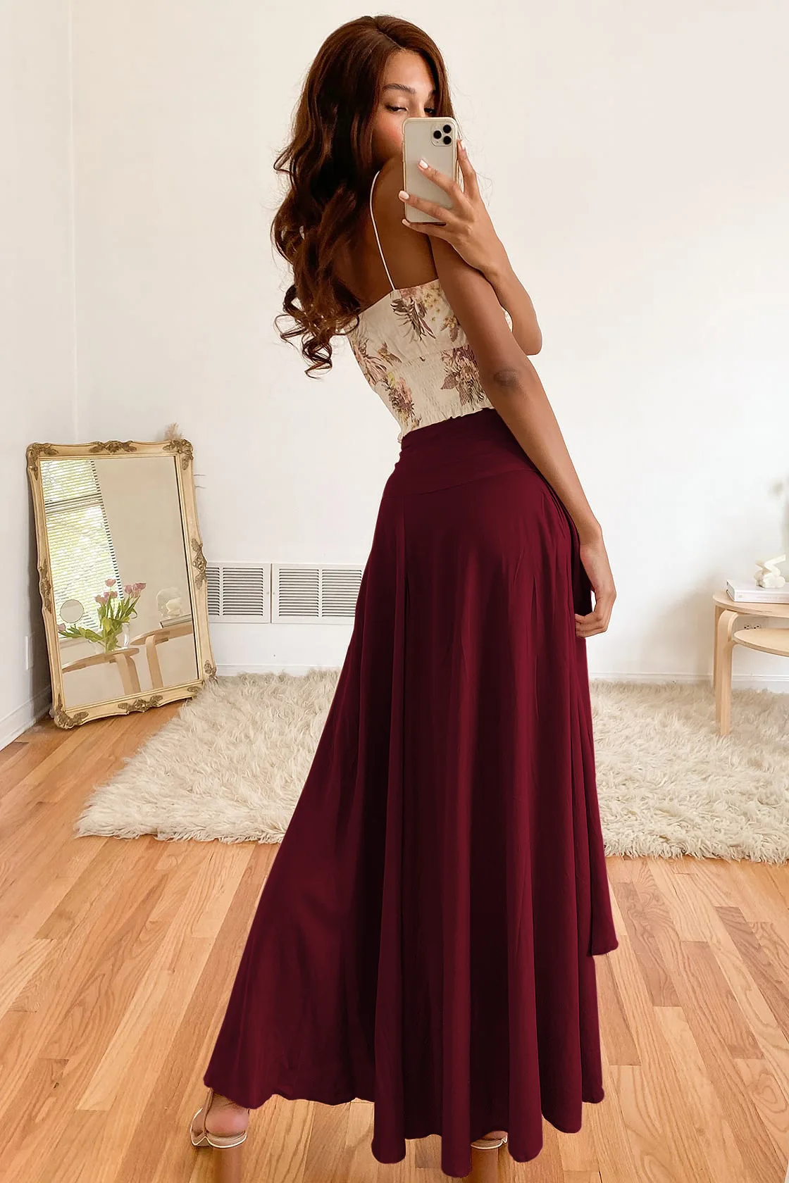 Women's Clothing Ruffle Edge Split Skirt Temperament Elegant Drape Fashion Long Skirts for Women Robes De Soirée