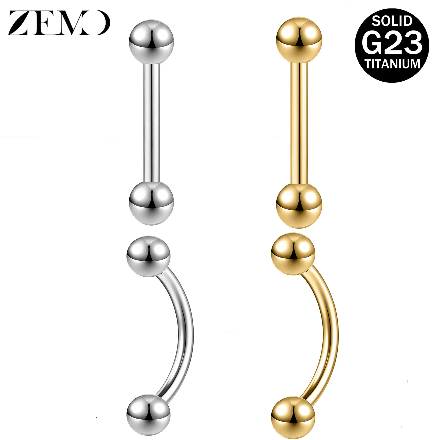 ZEMO 1 STÜCK 14-20G Gebogene Hanteln Augenbrauenpiercings G23 Titan Männer Frauen Augenbrauenringe Zunge Labret Lippenkörperpiercings Schmuck