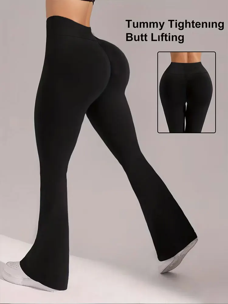 

Женские утягивающие широкие брюки-клеш с высокой талией, леггинсы для йоги с подтяжкой живота, необходимые пилатесы, одежда больших размеров