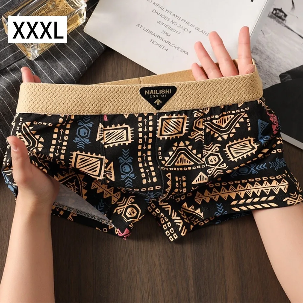 

Подарки, мужское нижнее белье в этническом стиле в стиле ретро, дышащие удобные мужские шорты со средней талией, хлопковые трусы-боксеры в американском стиле
