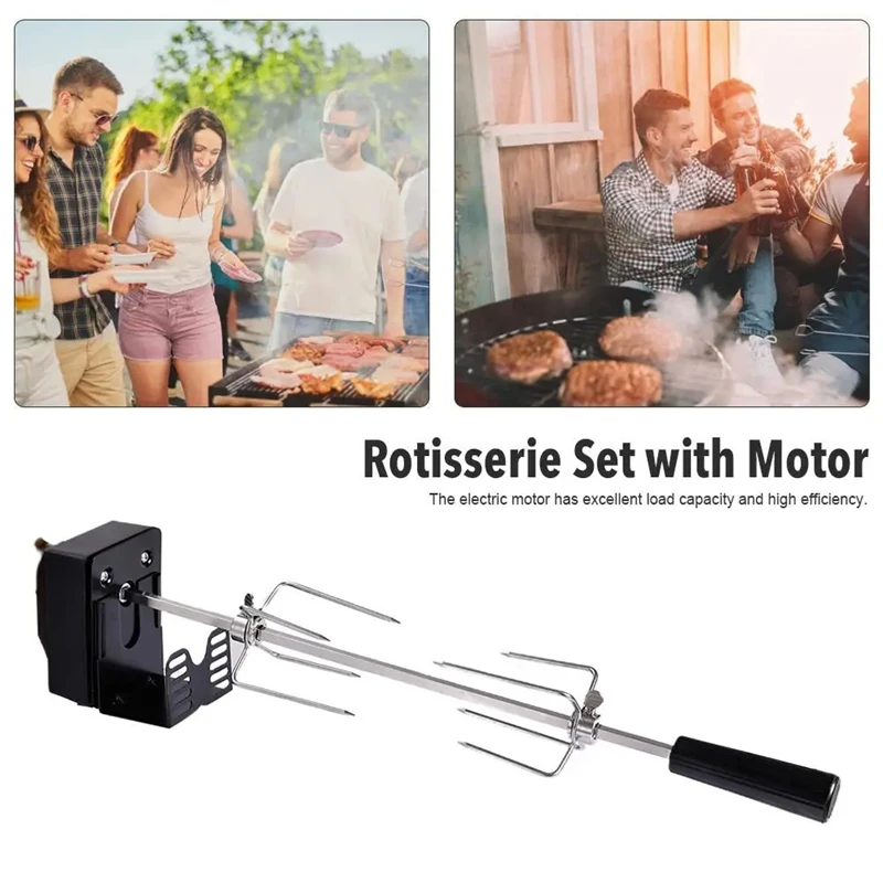 

Rotisserie Kit Stainless Steel Automatic BBQ Grill Rotisserie Set With Motor Grilling Hot Dog Chicken Steak