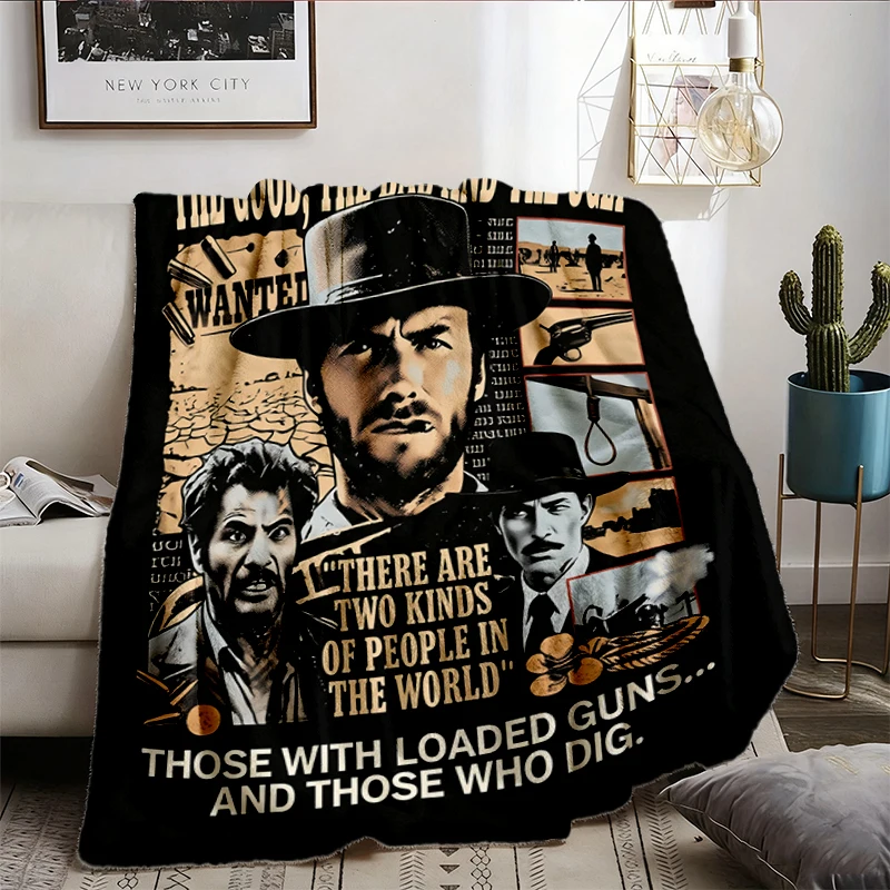 Good the Bad and the Ugly Flannel Throw, Vintage Western Movie Cozy Blanket