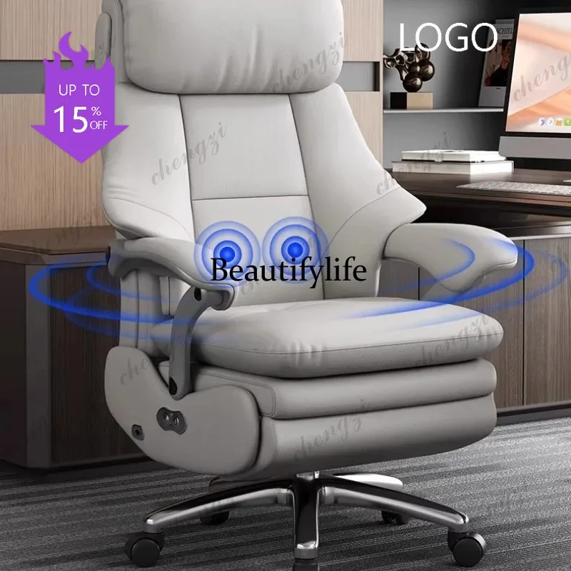 

C45 Electric Executive Office Chair - Genuine Leather Reclining Desk Chair with Luxurious Design for Home Business Furniture