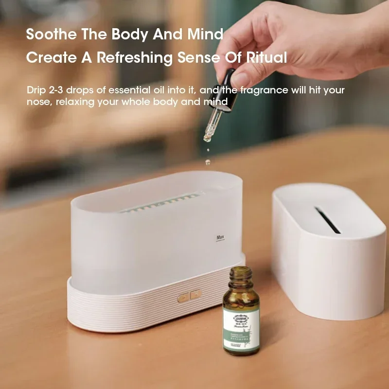 العطور المرطب محاكاة لهب الروائح الناشر LED بالموجات فوق الصوتية الهواء المرطب الإبداعية هدية مصباح لهب الزيت العطري