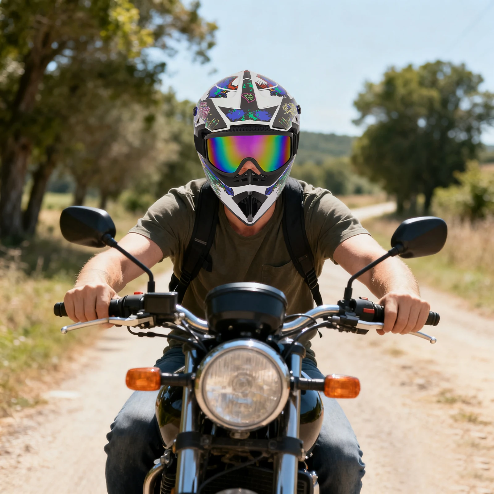Off Road Motocross Helmet Goggles Set - Set casco 57-58 cm con occhiali