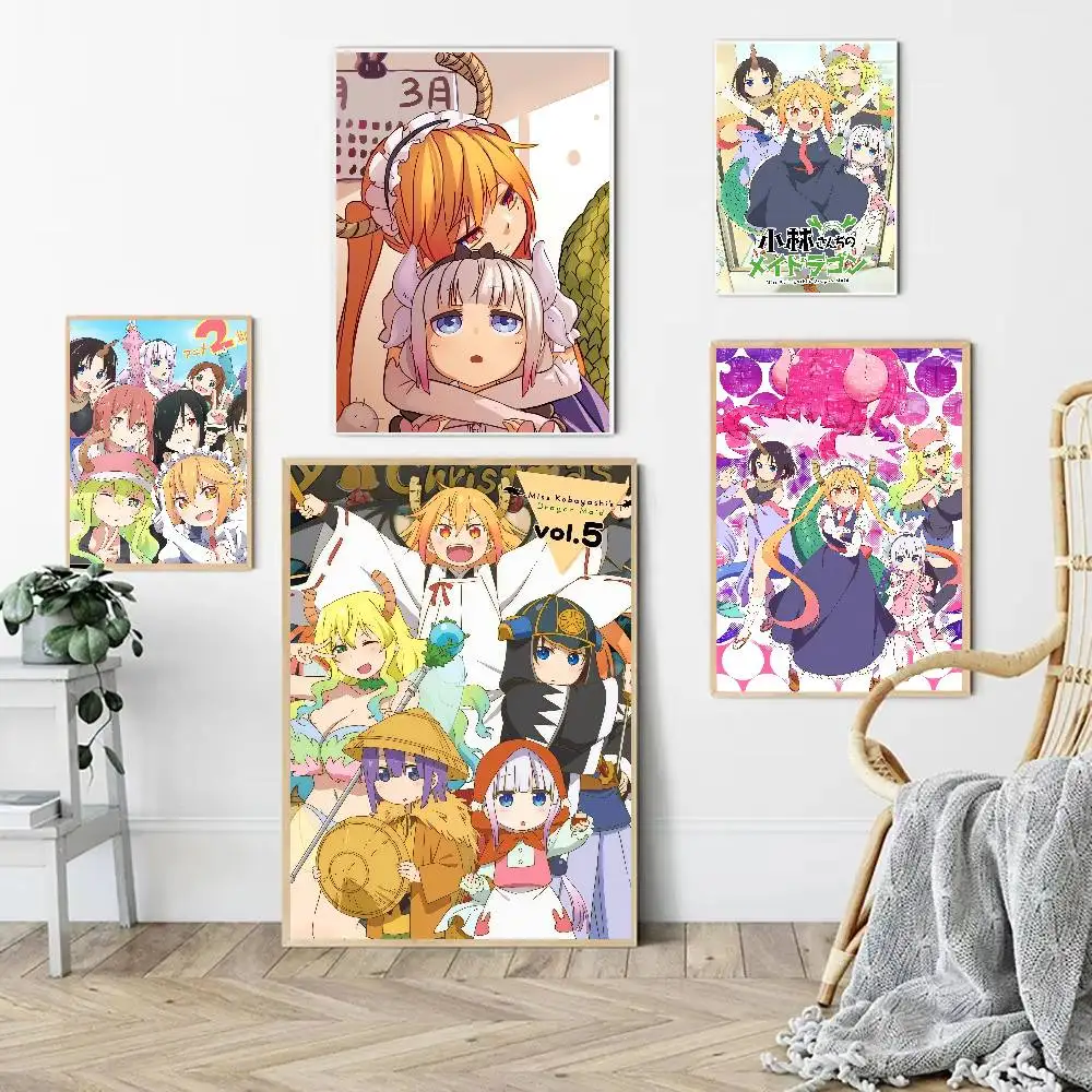 Anime Miss Kobayashi's Dragon Maid Aesthetic Poster Room Home Decoration Paintings Hanging Classic Birthday Gifts