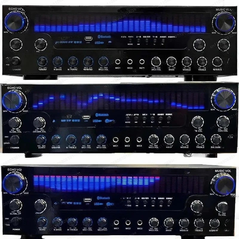500W high-power home amplifier five-channel amplifier high-fidelity karaoke amplifier with built-in Bluetooth remote control