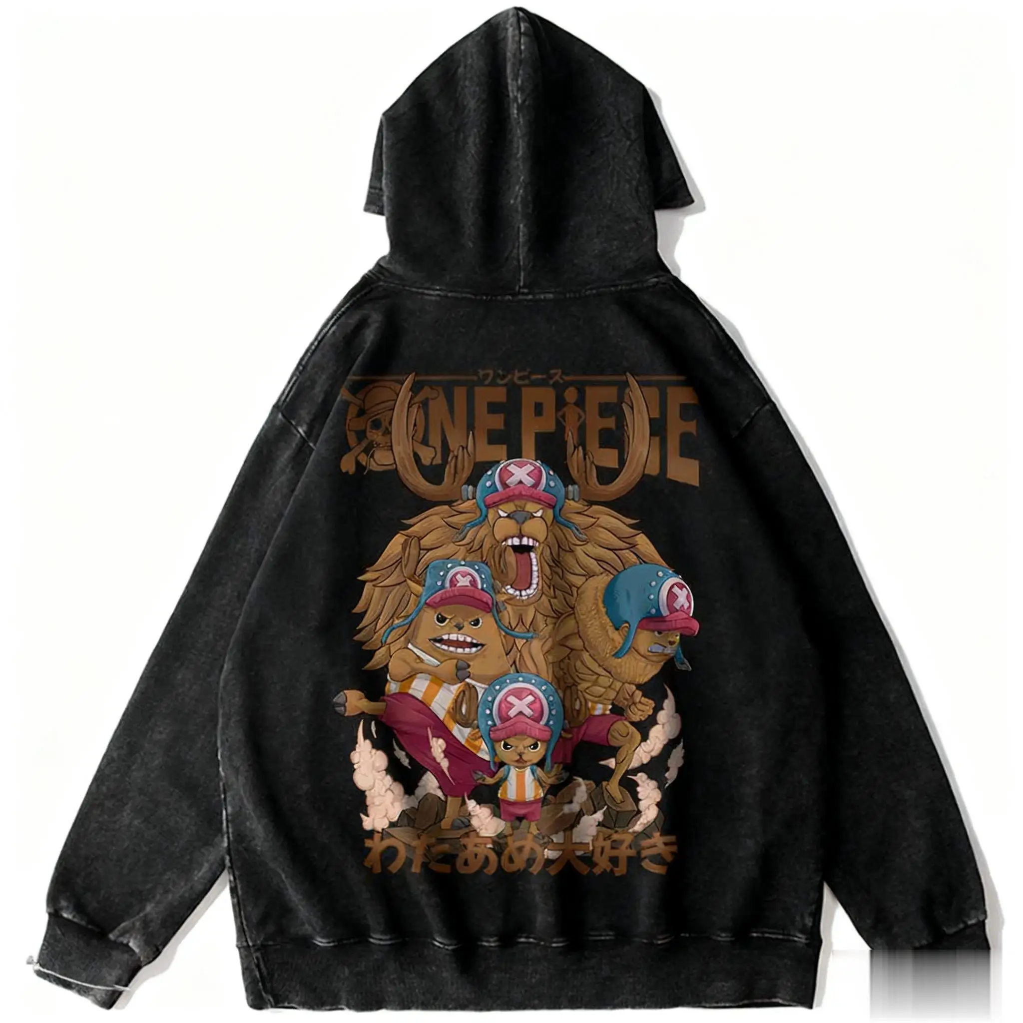 

Уличная одежда в стиле Харадзюку, цельная толстовка с капюшоном в стиле аниме для мужчин и женщин, пуловер, толстовка, повседневные топы с длинными рукавами, винтажный потертый свитер с капюшоном