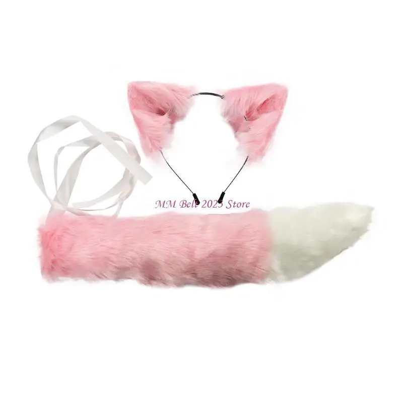 49 mecz dorosłych dzieci symulacja pluszowa wilk dla kotów z pałąkiem na głowę z futrzanym długim ogonem Zestaw anime Cosplay