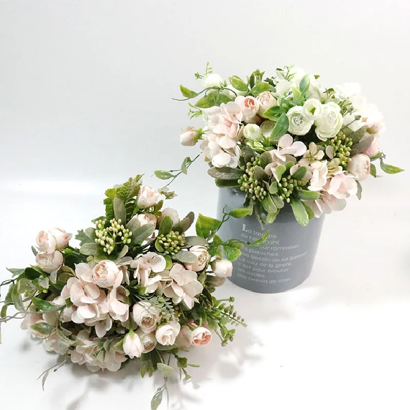 Home Floral Commercial Event Wedding Floral Simulation Bouquet Bride Holding Flower Tea Bag Embroidery Ball 552