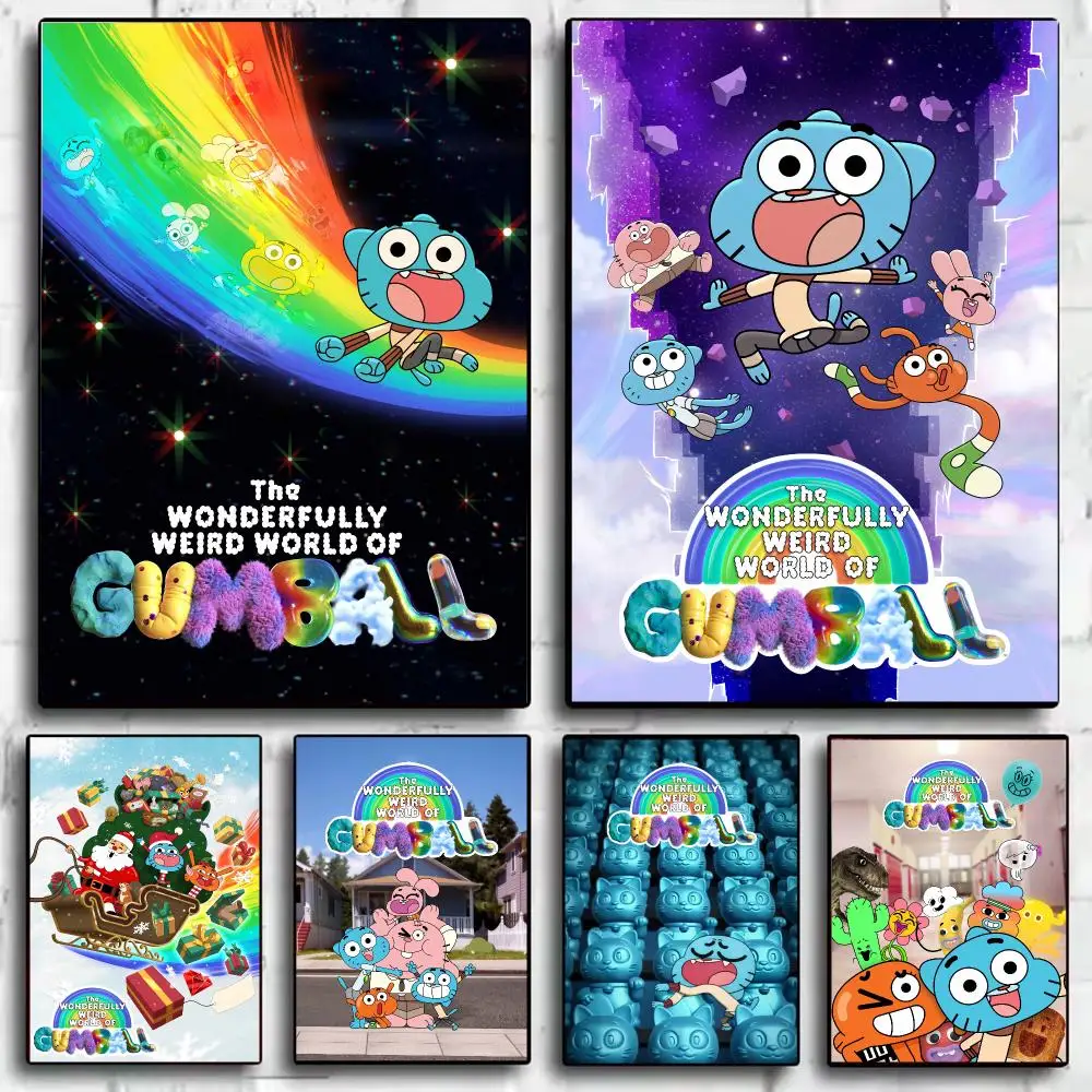 Cartoon T-The Amazing World of Gumball Poster Aesthetic Wall Art Print Modern Bedroom Living Room Decor Trendy Gift