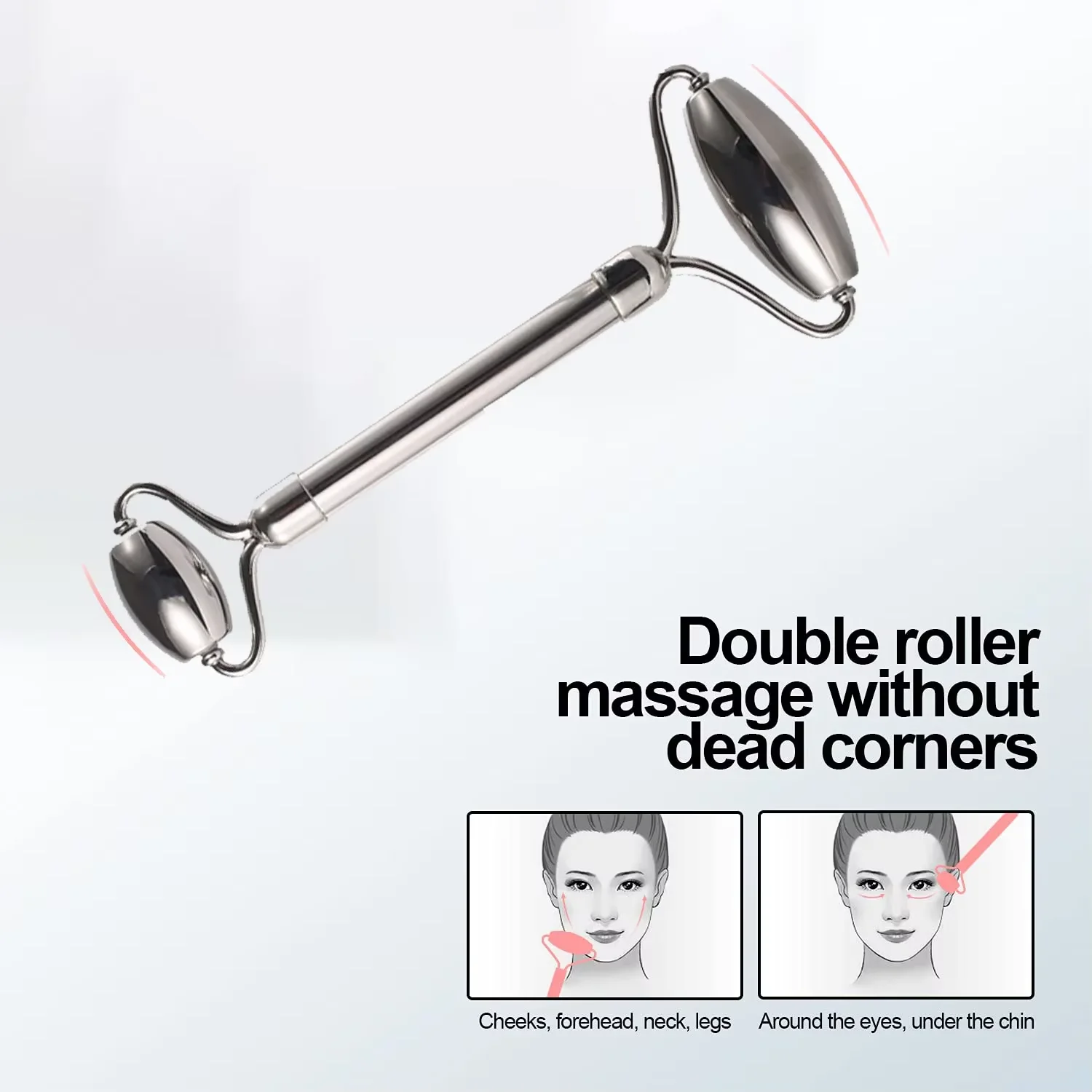 1/3 ชิ้น Ice Face Roller เครื่องมือบํารุงผิวหน้า, สแตนเลสสตีล Facial Roller Scraping Board ถาดน้ําแข็ง Skin Care เครื่องมือ