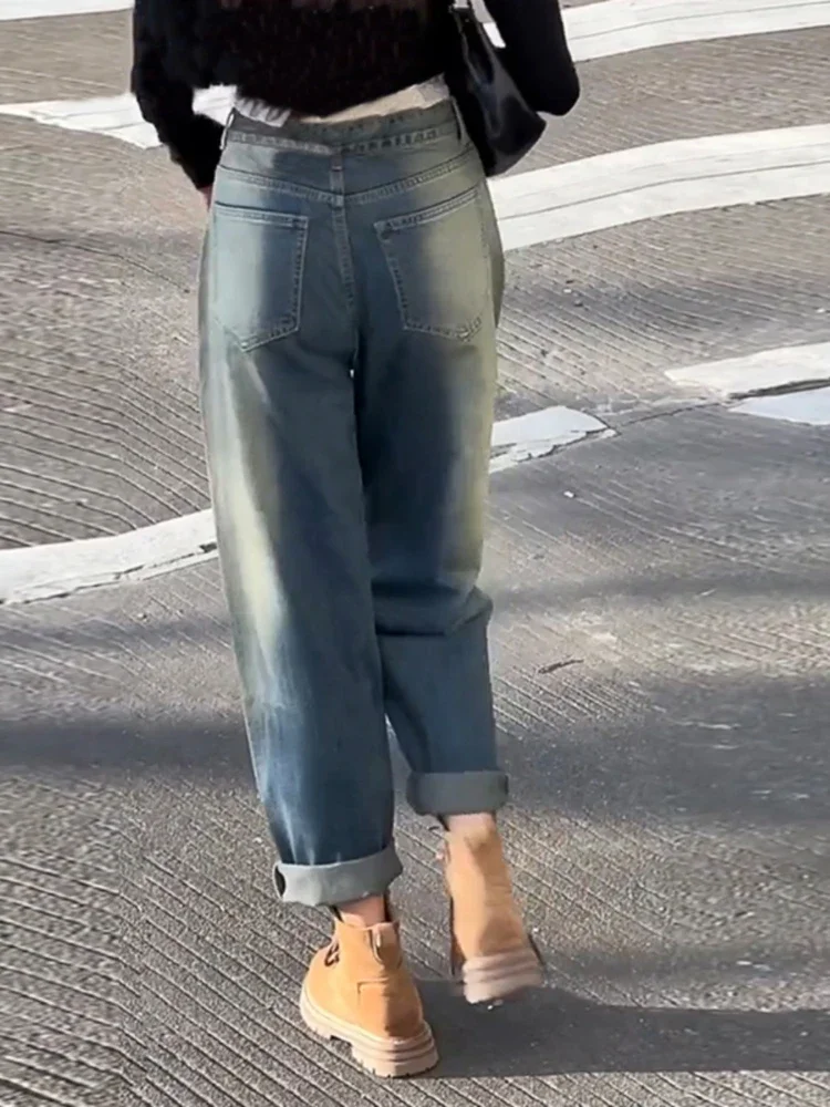 Les abonnés documentent Jeans Femmes Automne S-5XL Rétro Streetwear American Style Harem At 03/Fashion imprimés All-match Aesthetic