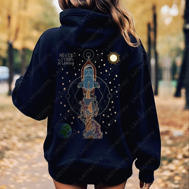 Rocket Shuttle The Space Explorer Astronaut Gift Moon Hoodie Men Women Popular Vintage Pullover Stargazers Adventurer Sweatshirt