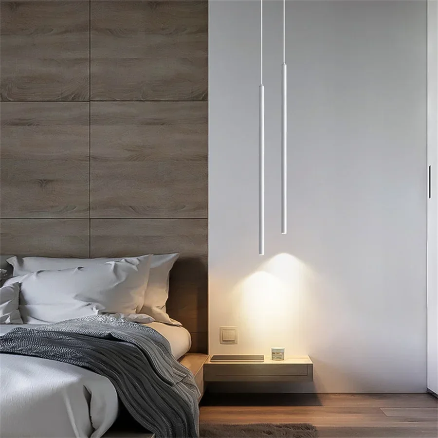 

Dia2CM LED Pendant Light Long Tube Lamp Cylinder Island Dining Room Kitchen Hanging Lamps Bar Cafe Counter Long LED Chandelier