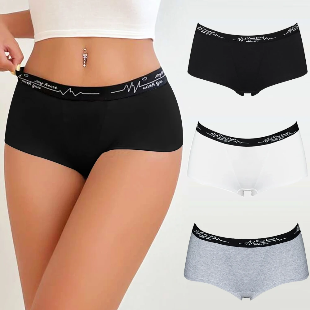 S-XL Ladies Solid color boxers Briefs Comfortable Female Underwear Sporty Style Casual Sexy Panties for Women 1PC