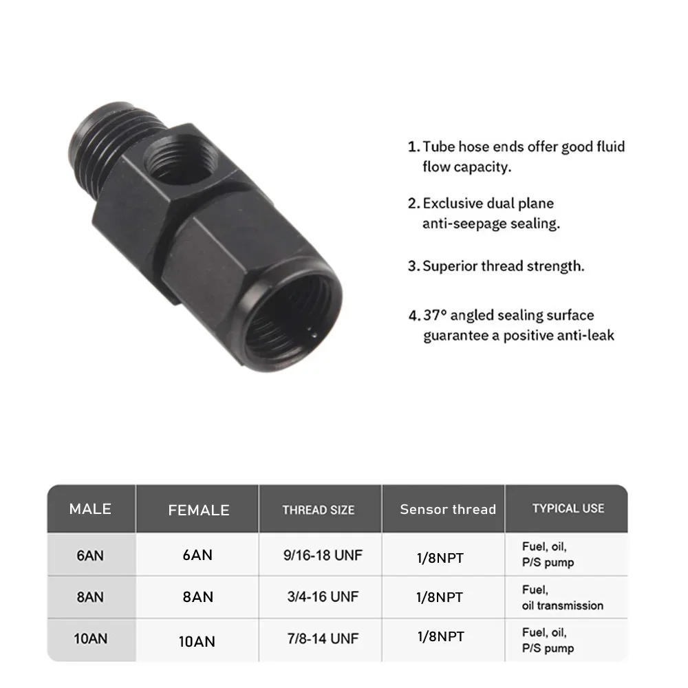 

AN4 6 8 10AN штекер-гнездо 1/8 NPT Датчик боковой порт адаптер масляный топливный фитинг шланг адаптер