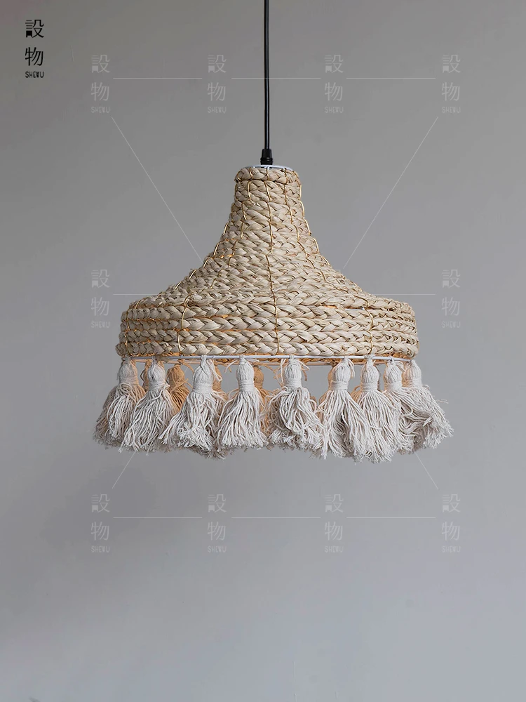 New Design Handmade Woven Wabi Sabi Rattan Grass Thailand Japanese Simple Natural Australia House Popular Pendant Lamps Lights