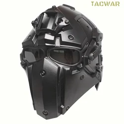 Airsoft Helmet Full Protection, Terminator Helmet with Full Face Mask Goggles Fan Side Rails and NVG Bracket for CS