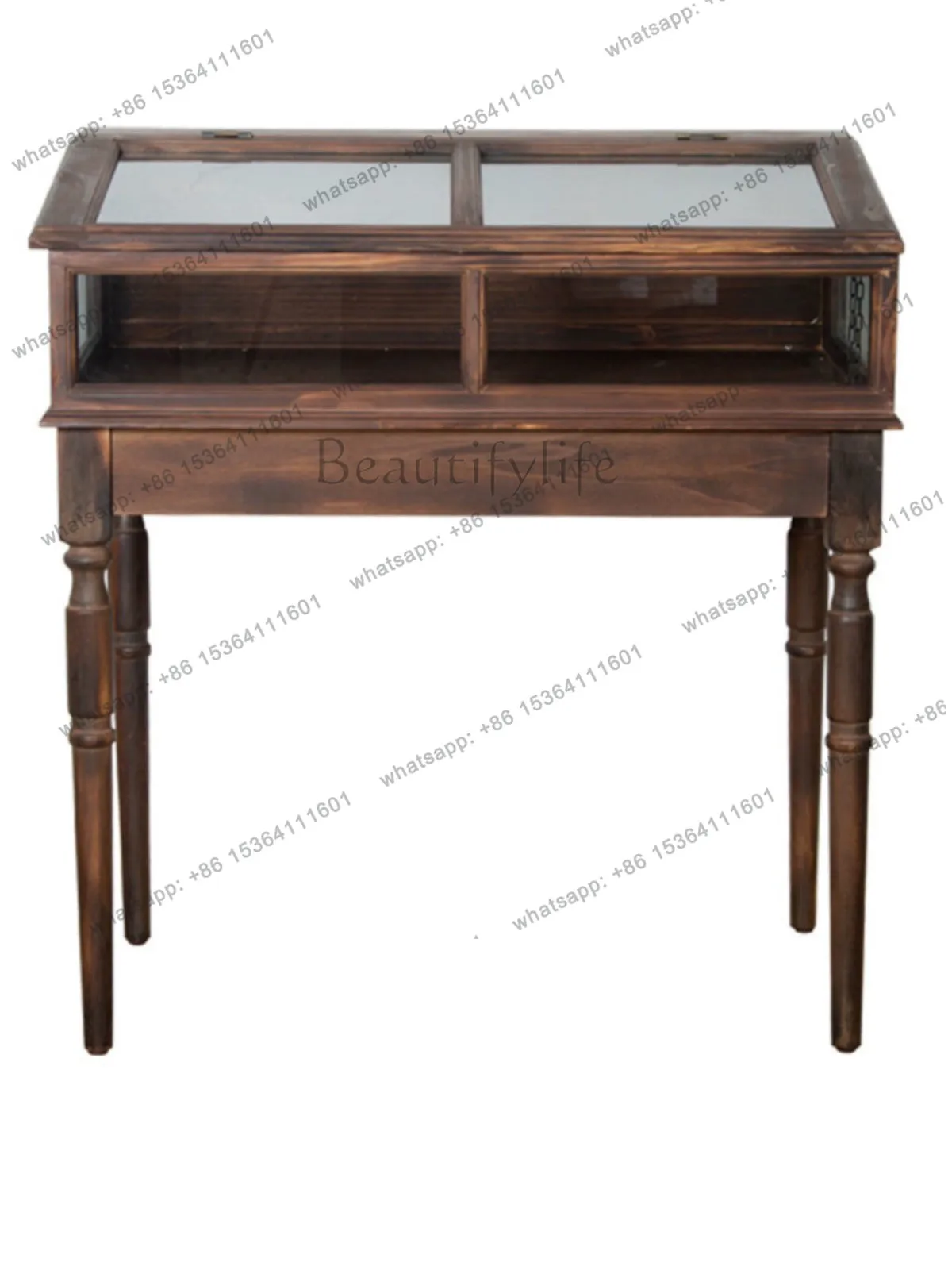 

Clothing store solid wood island glass display cabinet commercial store display storage cabinet