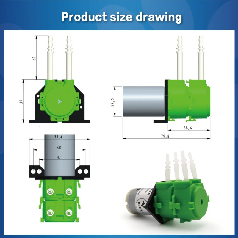 Перистальтический насос постоянного тока 12 В — перенос химикатов и дозирование аквариума, 300 мл/мин, с комплектом трубок для лабораторных/домашних школьных экспериментов