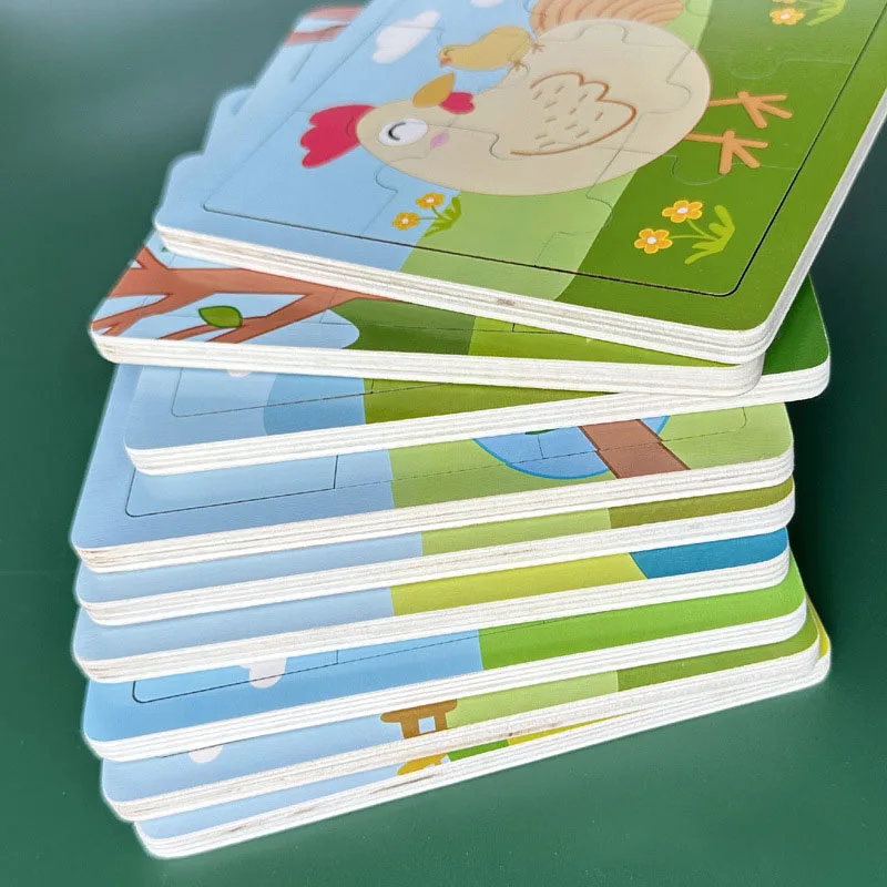 Nuovo puzzle in legno da 9 pezzi giocattolo educativo apprendimento cognitivo per i più piccoli animali dei cartoni animati veicoli bordo per bambini regalo per bambini