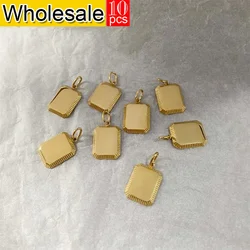 Square Pendant 10PCS Women Necklace Card Charms Personalized Custom Pendants Stainless Steel Man Jewelry Making Lovely Mom Gift