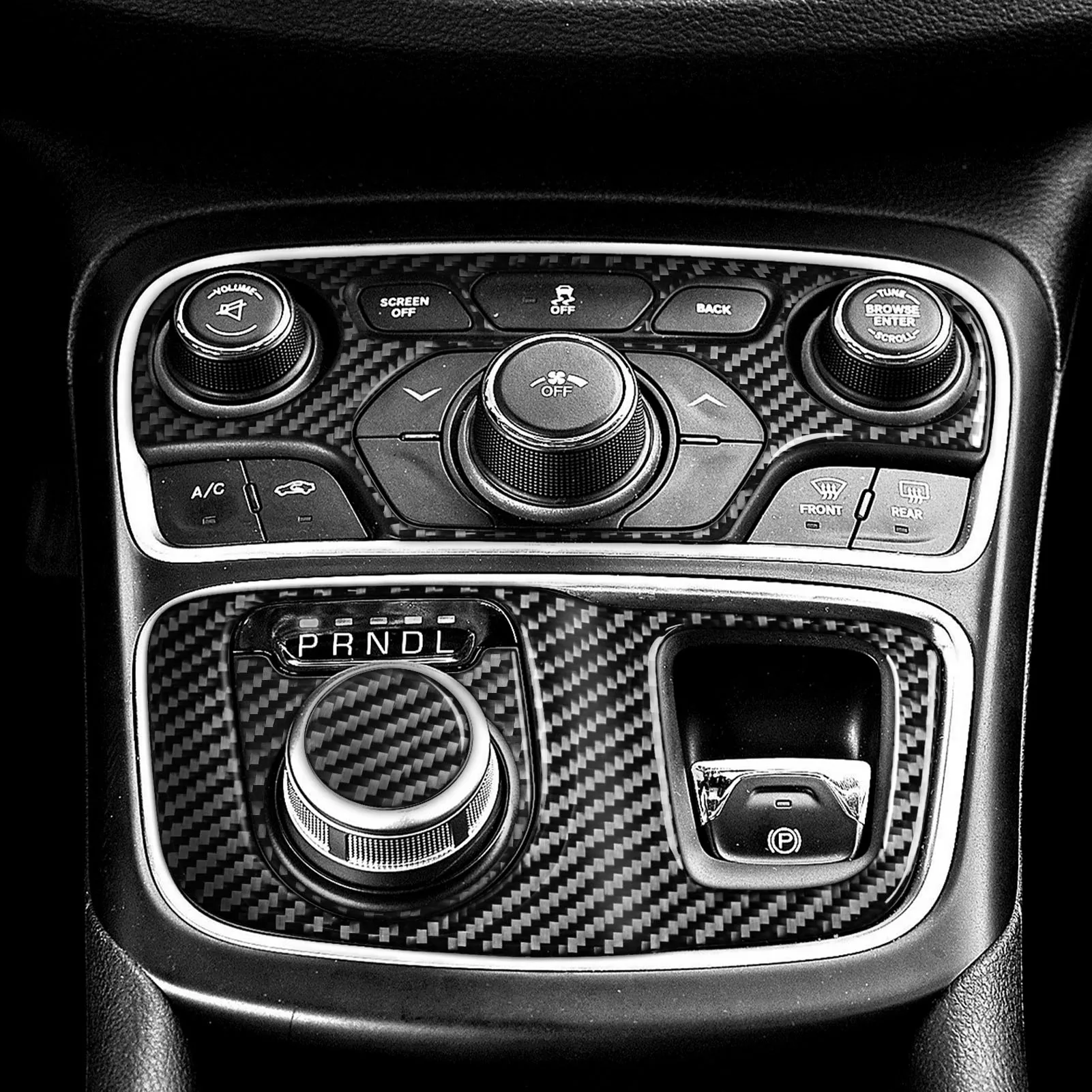 For Chrysler 200 2015 2016 2017 Flexible Real Carbon Fiber 4-Piece Center Console Overlay Trim Set