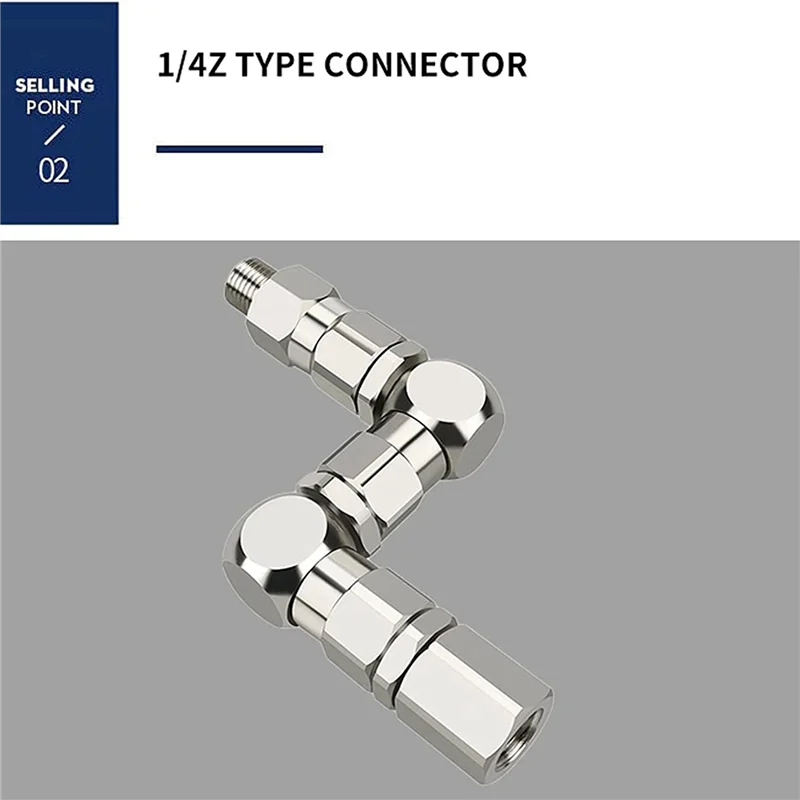

Y50A-2Pcs 1/4 Z-Type Joint Paint Sprayer Pump Accessory 1/4 (M) X 1/4 Inch (F) Z-Swivel 6500PSI Stainless Steel 360° Rotation