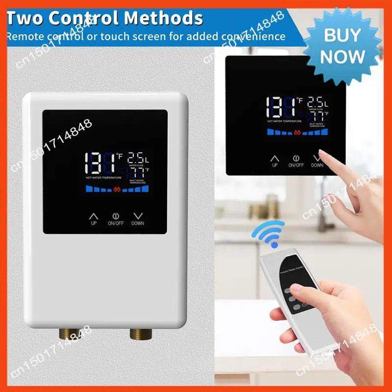 سخان مياه BISM كهربائي، سخان مياه ساخن فوري بقدرة 5500 وات مع جهاز تحكم عن بعد وسخان مياه بشاشة LCD تعمل باللمس