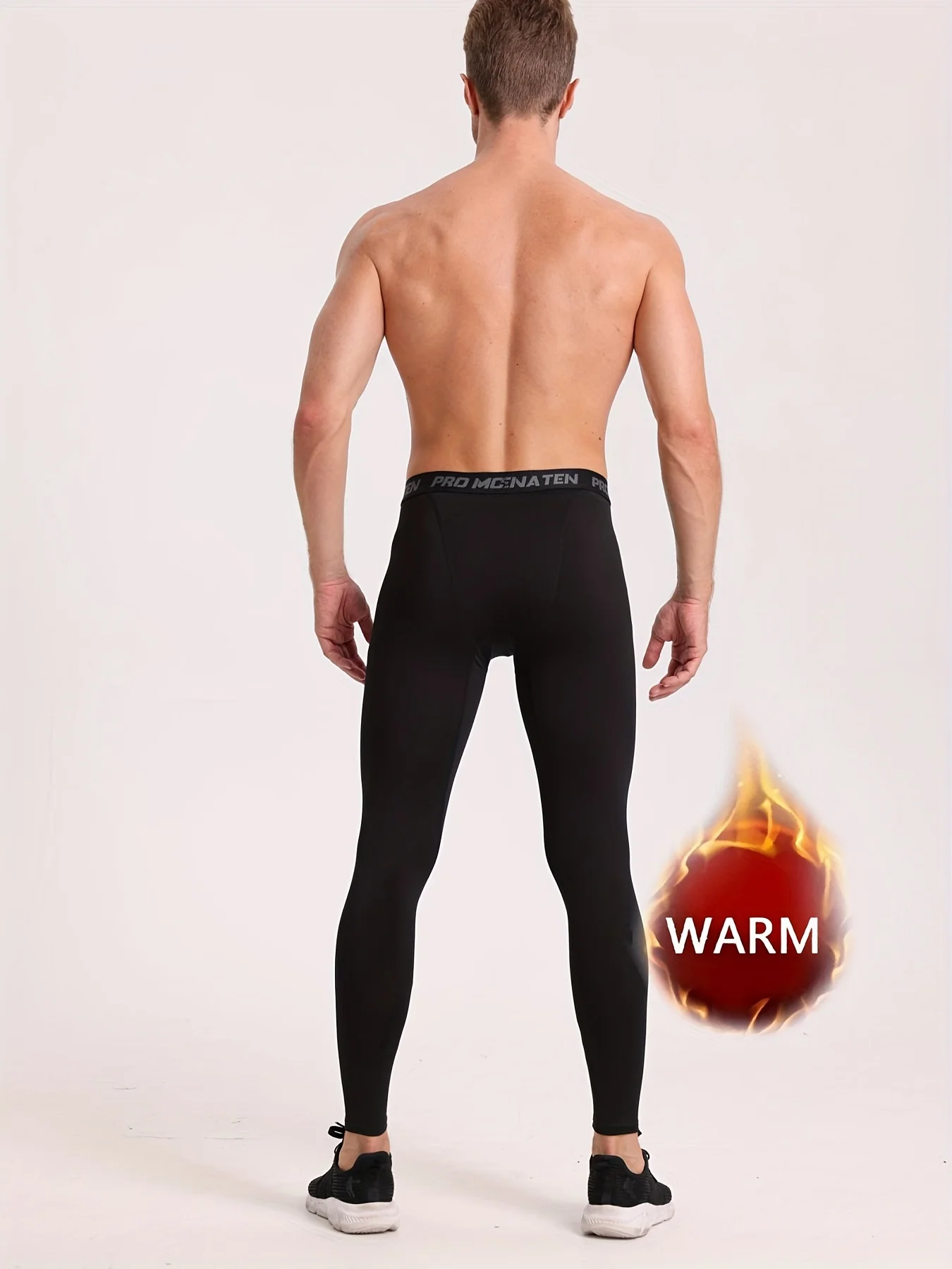 Men's warm compression leggings, elastic moisture absorbent sweatpants, autumn and winter training and casual wear
