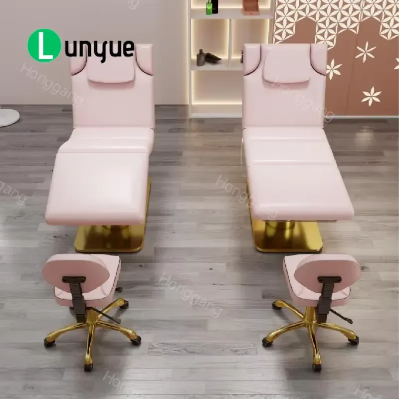 Luxury Modern Pink Electric Massage Bed for Beauty Cosmetics Eyelash Extensions Comfortable Adjustable Treatment Table