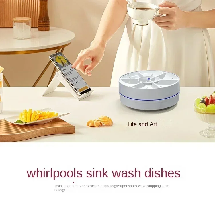 

Wireless Dishwasher Home Mini Fruit and Vegetable Washing Machine Ultrasonic Dishwashing