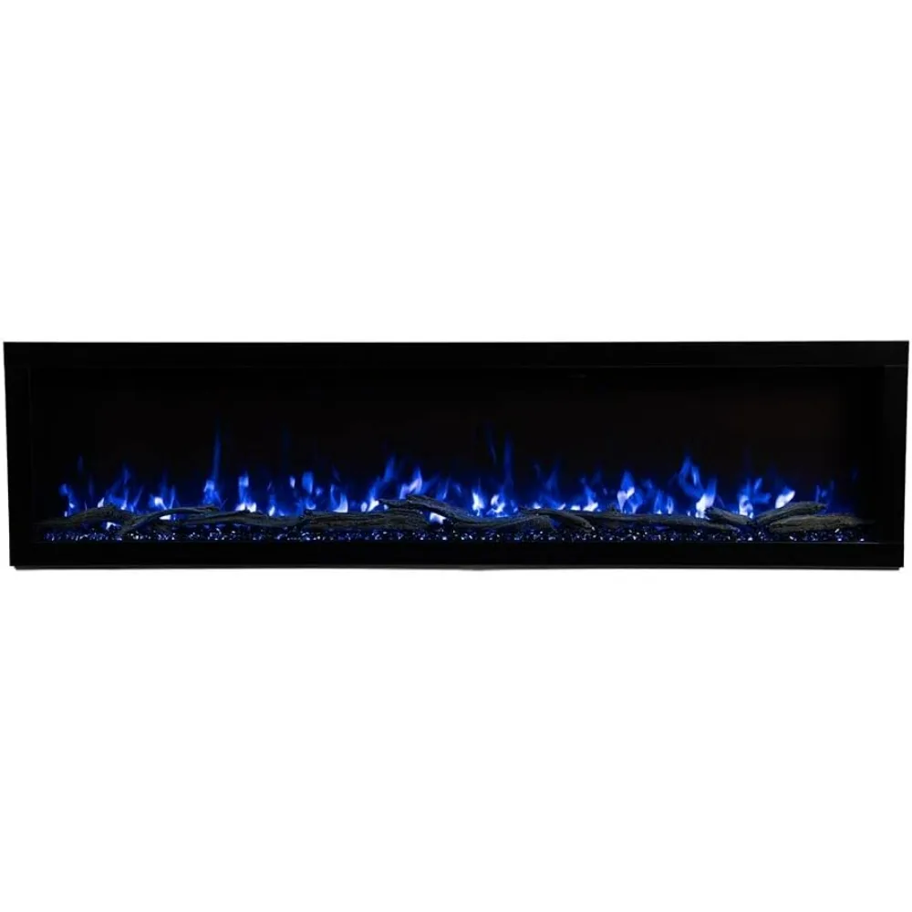 60 inch intelligent linear electric fireplace -10 color premium flame, stylish hidden ventilation design, wall mounted