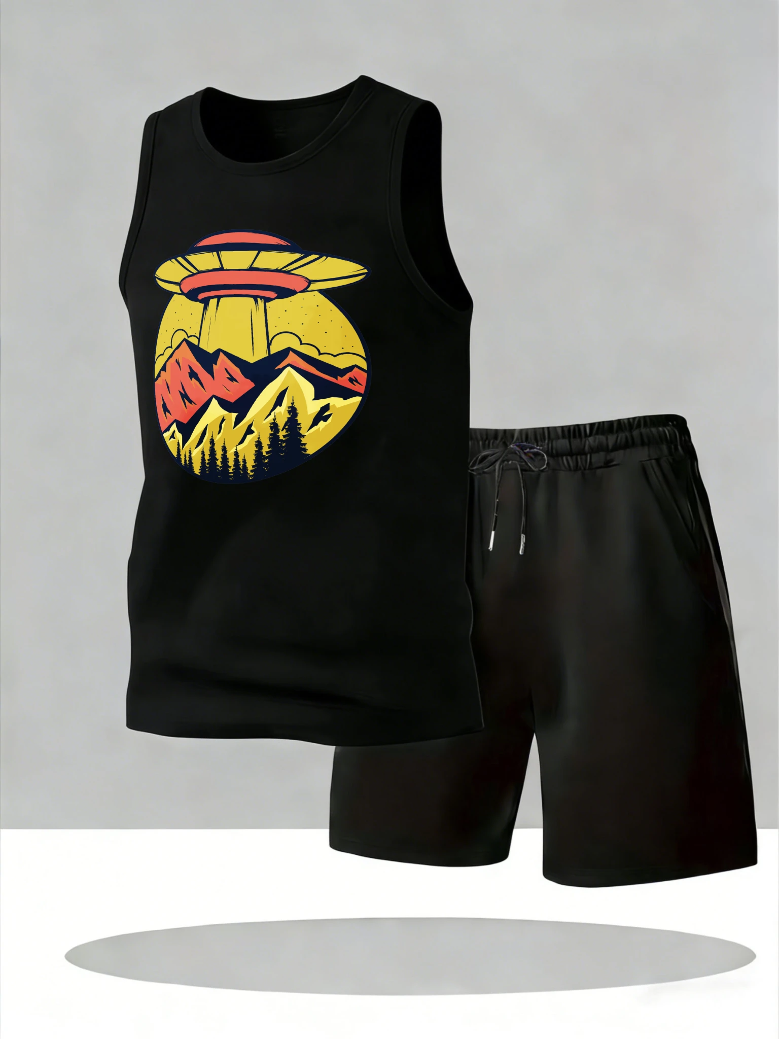 

Men's Tank Top Sets 2026 Summer Quick drying sports crewneck oversize running sweat suit beach Breathable Men's sweatshirt set