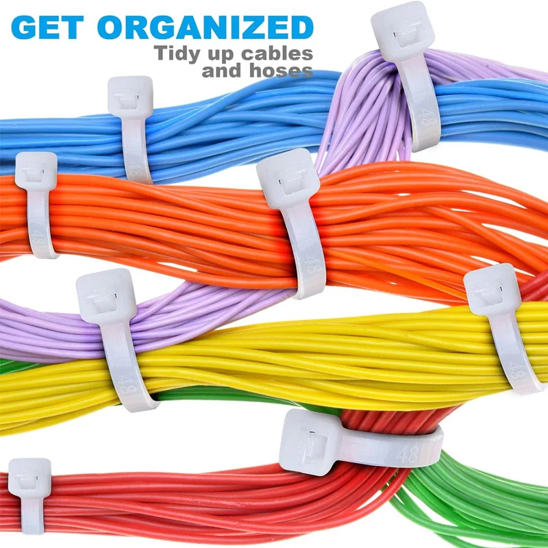 Nylon Cable Ties – Wire Bundling, Pipe Fixing, Self-Locking, Tighter When Pulled, Thickened Buckle