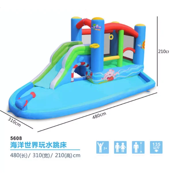 New Inflatable Castle with Slide Pool Blower Set Inflatable Bounce Castle House with Slide for Kids Xmas Gifts Birthday Gifts