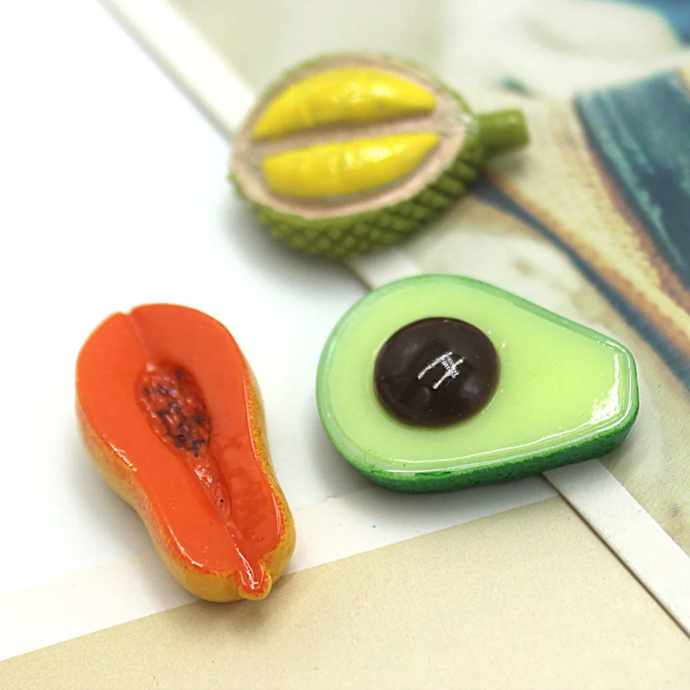 

3pcs Miniature Fake Fruit Decor Accessories Lifelike Resin Fruits for DIY Photography Props Pawpaw Avocado Durian Home
