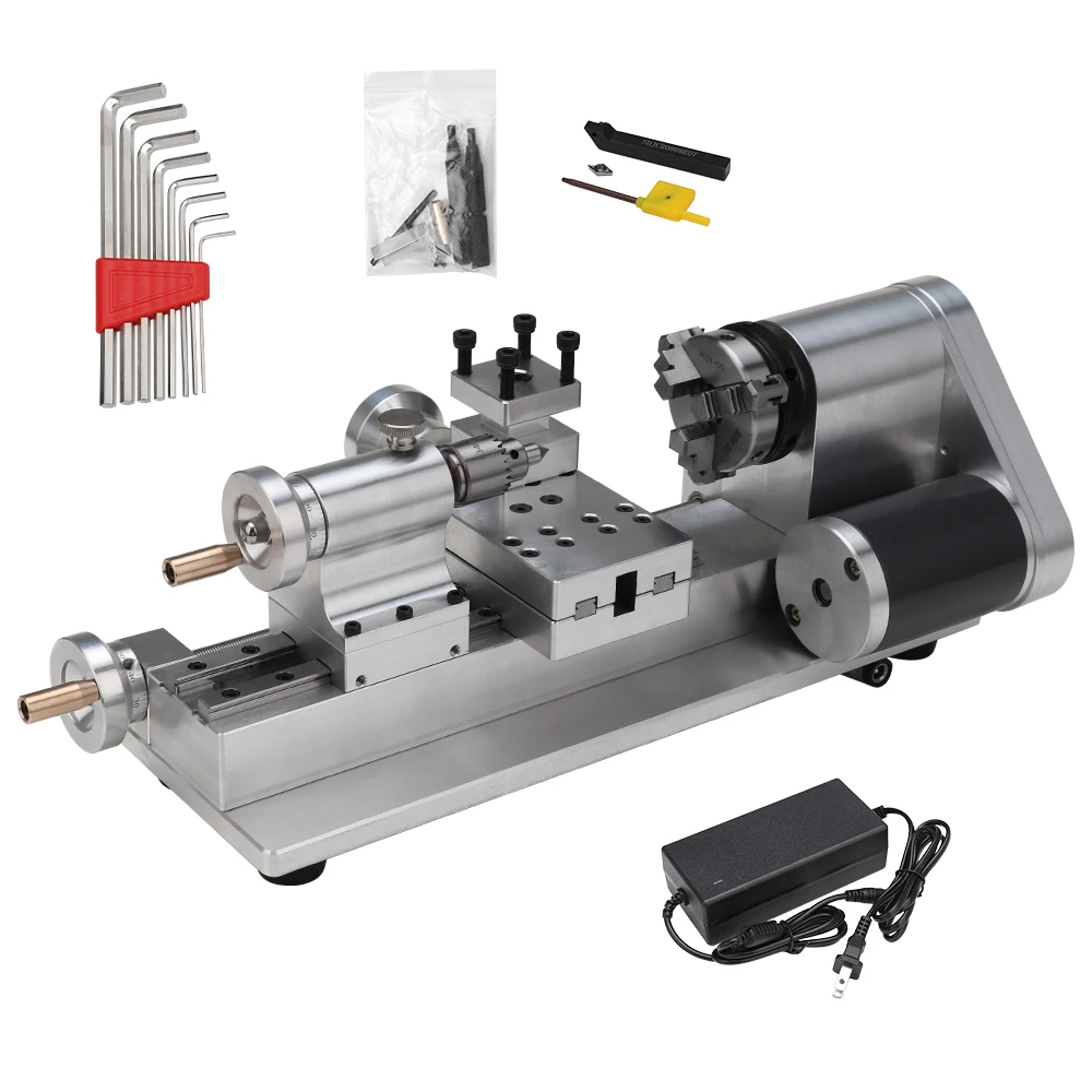 

Мини-токарный станок DIY - Многофункциональный бытовой деревообрабатывающий станок, портативный настольный микро-токарный станок 24В 80Вт
