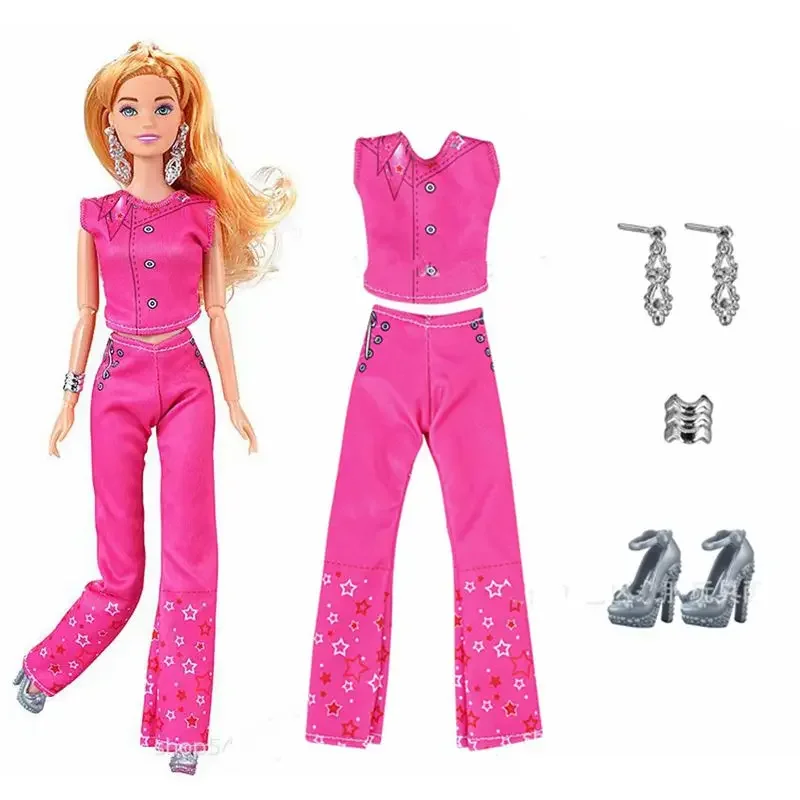 

Fashion Hot Pink 30cm Doll Clothes For Barbie Accessories For Barbie Dress 1/6 11.5" Dolls Outfits Set Top Pants Shoes Girl Toy