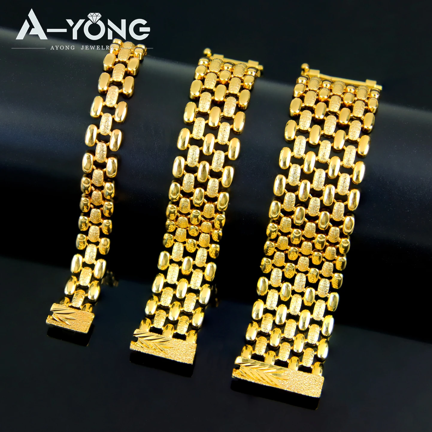 Arabische Frauen Einfache Gold Armband Dubai 24k Gold Überzogene Elegante Armband Armreifen Äthiopischen Klassische Hochzeit Party Schmuck – Detail 7