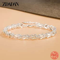 ZDADAN 925 Silver Charm Bracelet Chains For Women Girls Fashion Jewelry