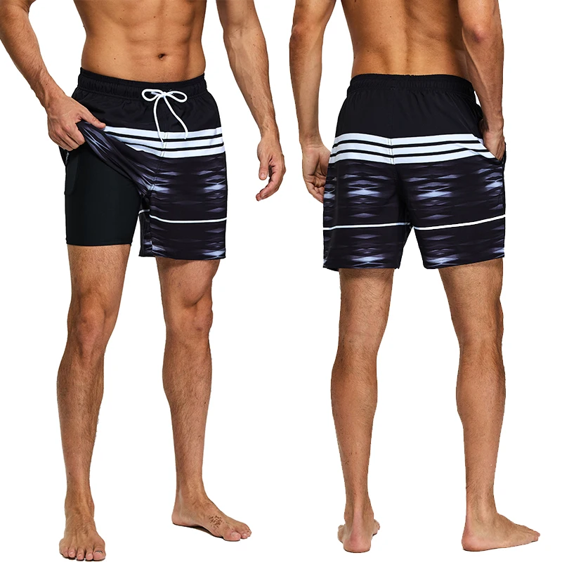 DATIFER Summer New Arrival 2024 Mens Shorts Polyester Long Lining 2 in 1 Shorts Para Hombre Side Zipper Pocket Gym Swimwear