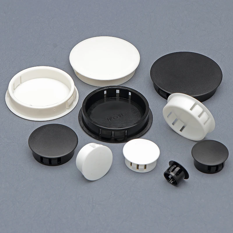 Plastic Nylon Wire Hole Covers with Snap-in Closure for Decorative Protection of Electrical Box Pre-drilled Holes in Black/White